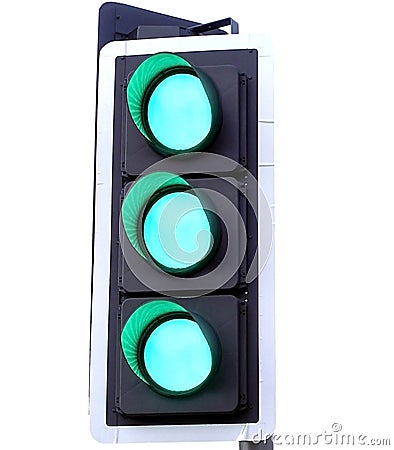 Three Green lights Stock Photo