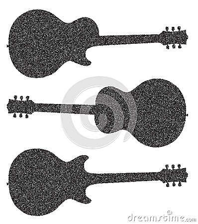 Three Guitar Silhouettes Vector Illustration