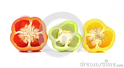 Three half of bell peppers. Stock Photo