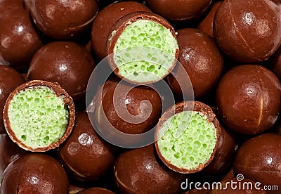 Three halve chocolate balls Stock Photo