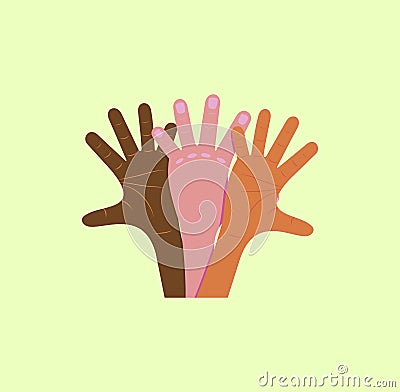 Three hands reach up Vector Illustration