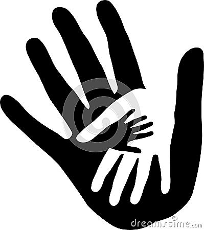 Three hands together, family and people logo Stock Photo