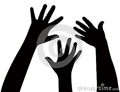 Three hands together, vector Vector Illustration