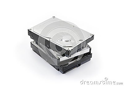 Three hard disks stacked Stock Photo
