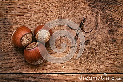 Three hazelnut Stock Photo