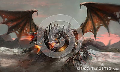 Three headed dragon Stock Photo