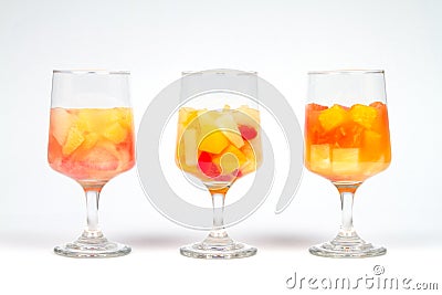 Three Healthy Assorted Fruit Cocktails Stock Photo