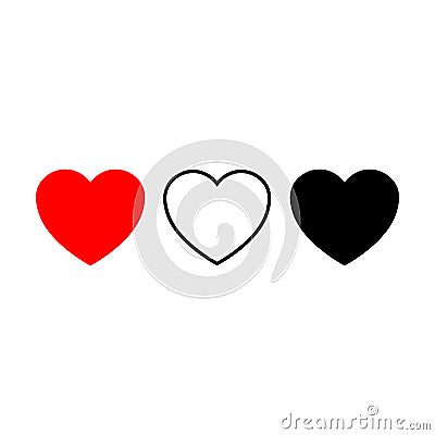Three hearts black sign icon. Vector illustration eps 10 Cartoon Illustration