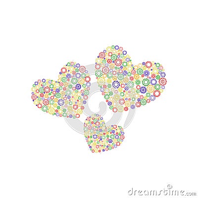 Three hearts of gears Vector Illustration