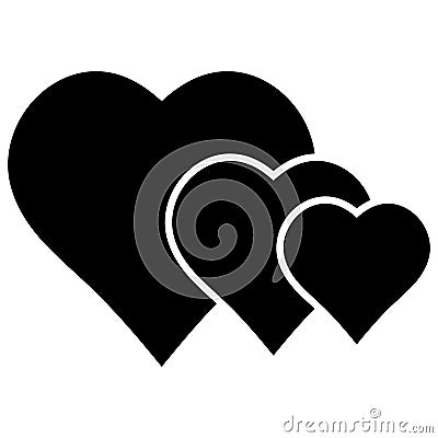 Three hearts icon, triple love, love triangle threesome heart Vector Illustration