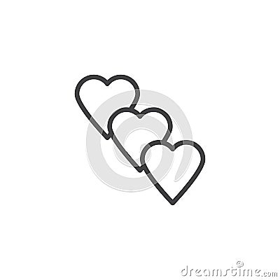 Three hearts line icon Vector Illustration