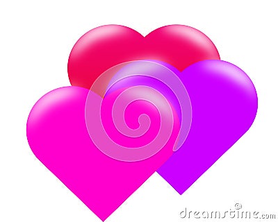 Three hearts in pink. Vector Illustration