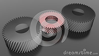 Three helical gears Stock Photo