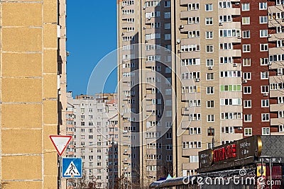 Three high-rise buildings that stand one by one Editorial Stock Photo