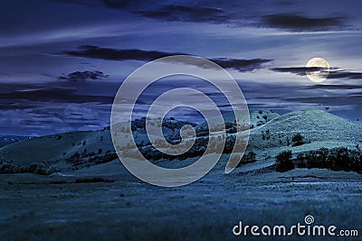 Three hills in summer landscape at night Stock Photo