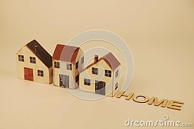 Three homes with the word home displayed Stock Photo