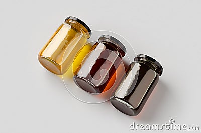 Three honey jars mockup Stock Photo