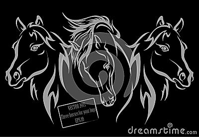 Three horses for your creativity Vector Illustration