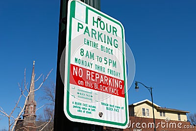 Three hour parking sign Stock Photo