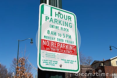 Three hour parking sign Stock Photo