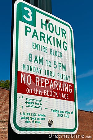 Three hour parking Stock Photo