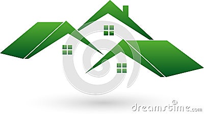 Three houses, roofs, real estate logo Stock Photo