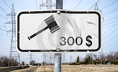 Three hundred dollars fine sign Stock Photo