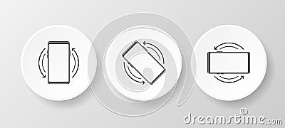 Three icons turning the phone on realistic button on white background. Vector illustration. Vector Illustration