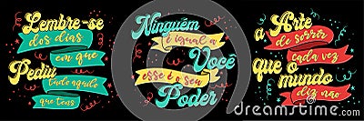 Three motivational Portuguese phrases Vector Illustration
