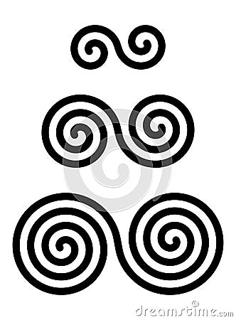 Three interlocked double spirals over white Vector Illustration