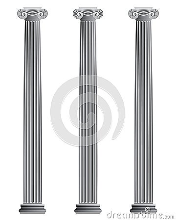 Three Ionic Columns Vector Illustration