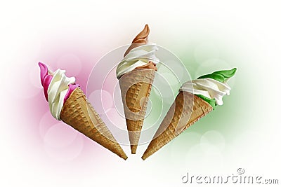 Three italian icecreams Stock Photo