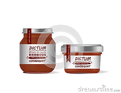 Three jars of baby food on white background Vector Illustration