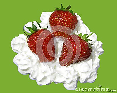 Three juicy strawberries. Stock Photo