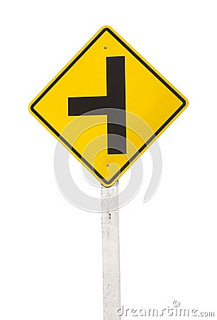 Three junction signs on a white background Stock Photo