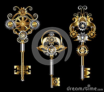 Three keys with gears Vector Illustration