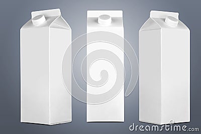 Three kind of view on a blank liquid brick packaging. Stock Photo