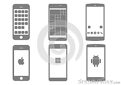 Three kinds of smart phone Vector Illustration