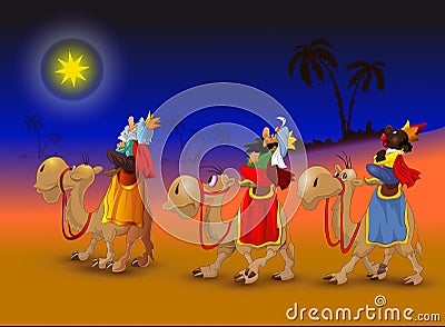 Three Kings on camels Stock Photo
