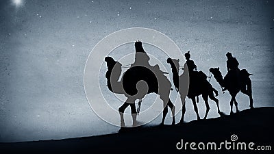 Three Kings Desert Star of Bethlehem Nativity Concept Stock Photo