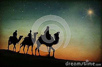 The three kings following the star Stock Photo