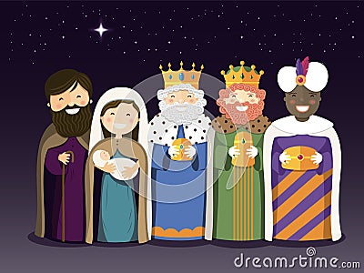 The Three Kings and Holy Family on the Epiphany day Stock Photo