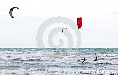 Three Kite Surfers Stock Photo