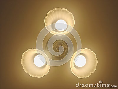 Three lamps in the shape of flowers. Stock Photo