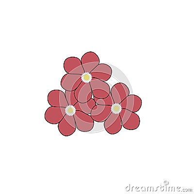 Three large bright red flowers Vector Illustration