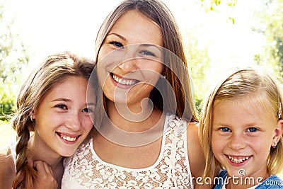 Three laughing girls Stock Photo