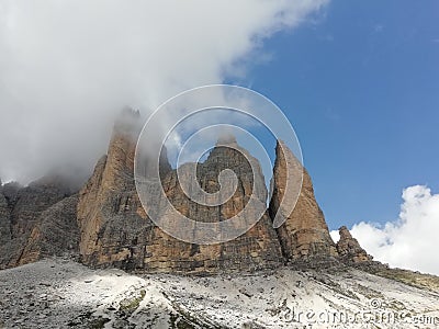 Three Lavaredo's Peacks Dolomites Italy Stock Photo