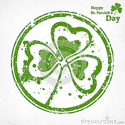 Three leaf clover grunge in round Vector Illustration