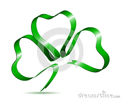 Three leaf clover shape from ribbon Vector Illustration