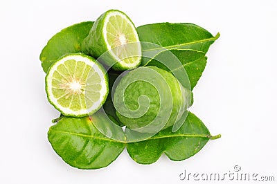 Three leech lime fruits isolated Stock Photo